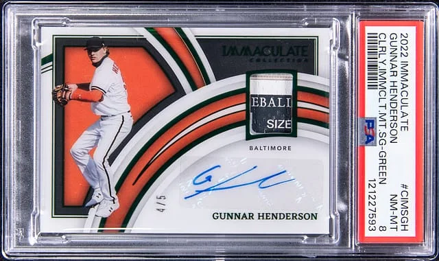 2022 Panini Immaculate Collection Gunnar Henderson Clearly Immaculate Material Signatures Green #CIMS-GH card image