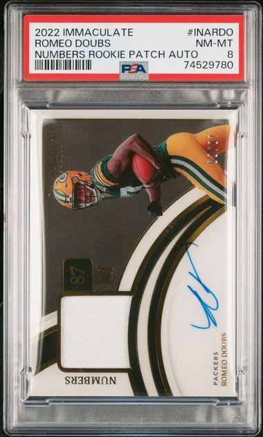 2022 Panini Immaculate Collection Immaculate Numbers Patch Autographs Inardo Romeo Doubs #no-number card image
