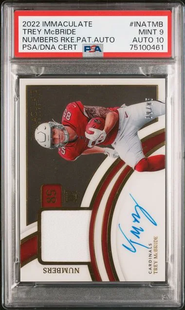 2022 Panini Immaculate Collection Immaculate Numbers Patch Autographs Inatmb Trey Mcbride #no-number card image