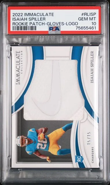 2022 Panini Immaculate Collection Isaiah Spiller Patches Gloves Brand Logo #RL-ISP card image