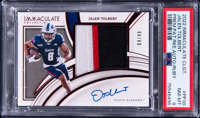 2022 Panini Immaculate Collection Jalen Tolbert Collegiate Premium Patches Autographs Ruby #PP38 card image