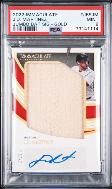 2022 Panini Immaculate Collection J.D. Martinez Jumbo Bat Signatures Gold #JBS-JM card image