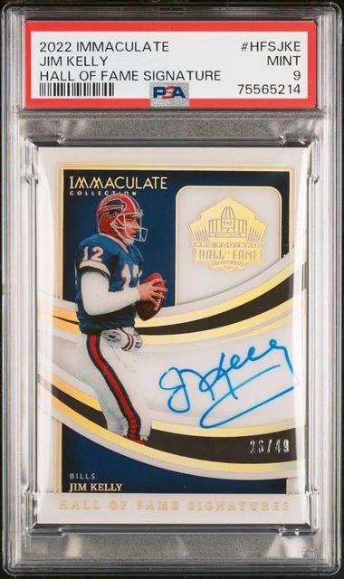 2022 Panini Immaculate Collection Jim Kelly Hall Of Fame Signatures #HFSJKE card image