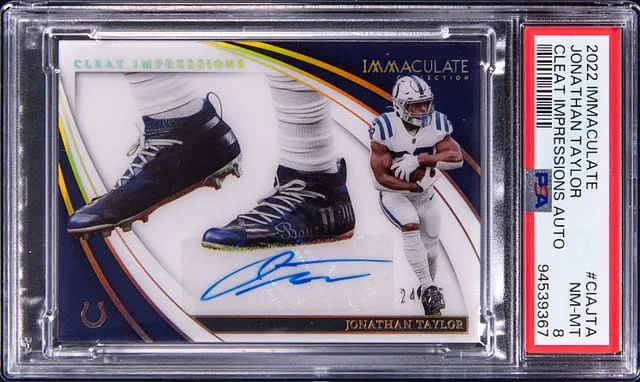 2022 Panini Immaculate Collection Jonathan Taylor Cleat Impressions Autograph #CIA-JTA card image