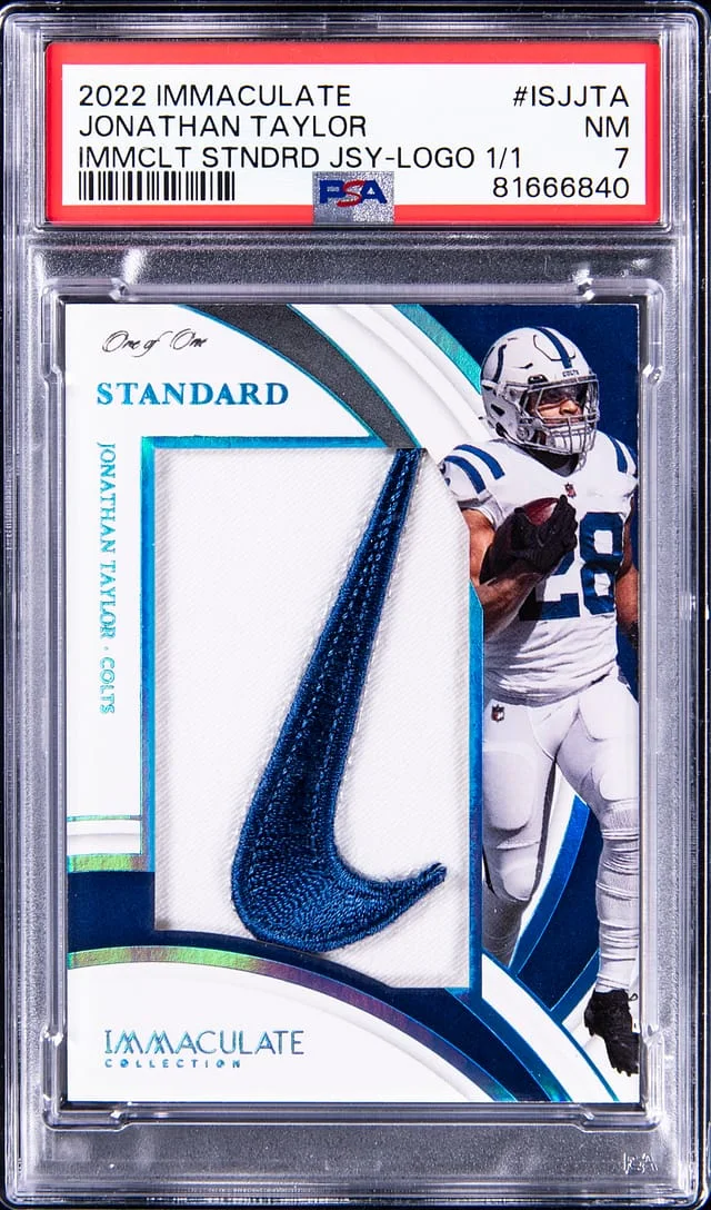 2022 Panini Immaculate Collection Jonathan Taylor Nike Standard Jersey Logo #ISJ-JTA card image