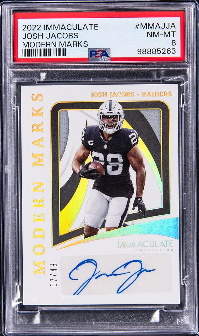 2022 Panini Immaculate Collection Josh Jacobs Modern Marks #MMA-JJA card image