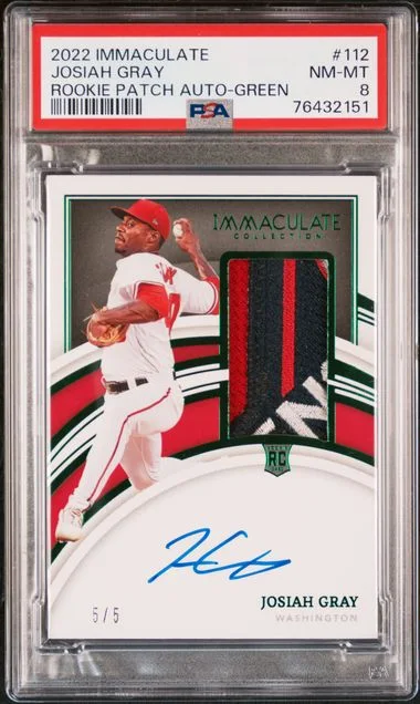 2022 Panini Immaculate Collection Josiah Gray Patch Autograph-Green #112 card image