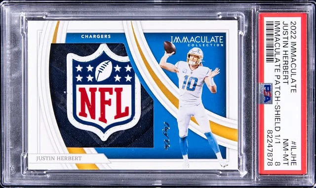 2022 Panini Immaculate Collection Justin Herbert NFL Shield #IL-JHE card image