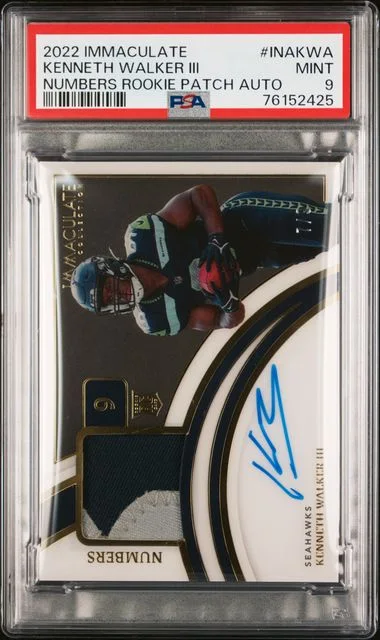 2022 Panini Immaculate Collection Kenneth Walker III Immaculate Numbers Patch Autograph (RPA) #INA-KWA card image