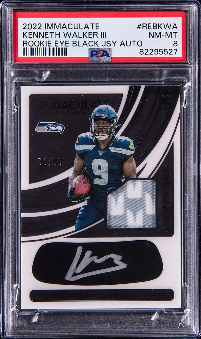 2022 Panini Immaculate Collection Kenneth Walker III Eye Black Jersey Autograph #REB-KWA card image