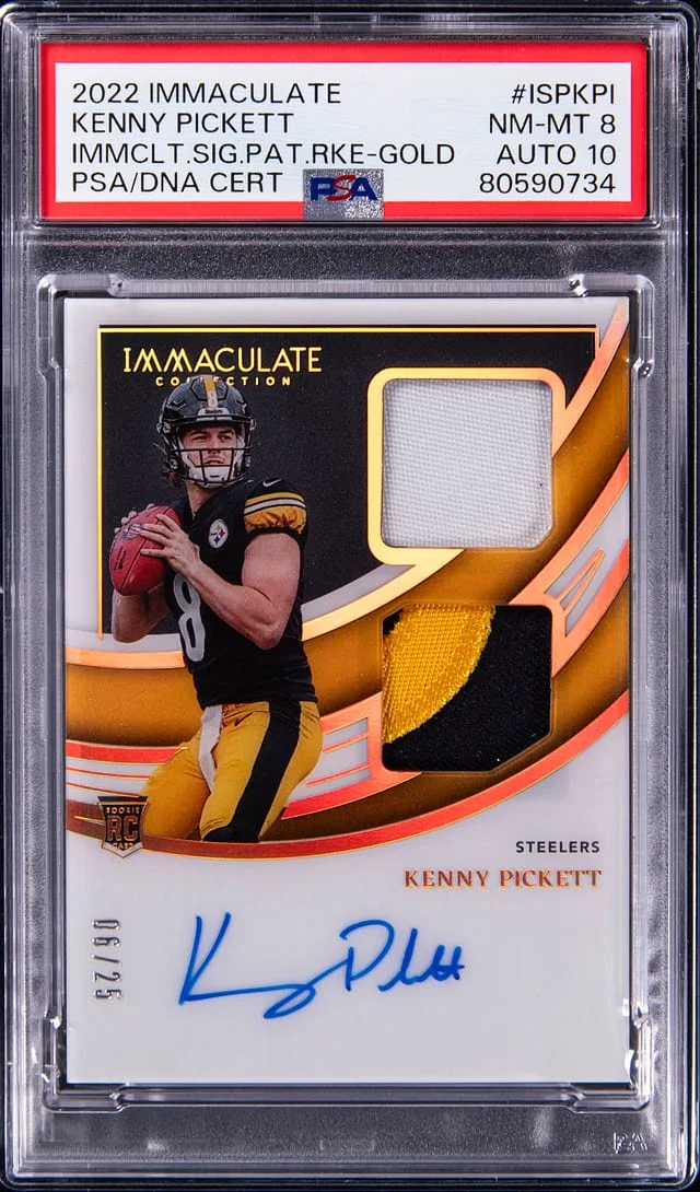 2022 Panini Immaculate Collection Kenny Pickett Immaculate Signature Patches Gold #ISPKPI card image