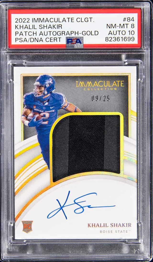 2022 Panini Immaculate Collection Khalil Shakir Collegiate Patch Autograph Gold #84 card image