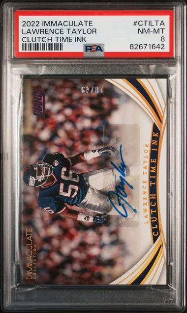 2022 Panini Immaculate Collection Lawrence Taylor Clutch Time Ink #CTILTA card image