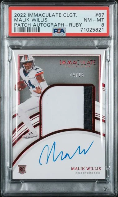 2022 Panini Immaculate Collection Malik Willis Collegiate Patch Autograph-Ruby #67 card image