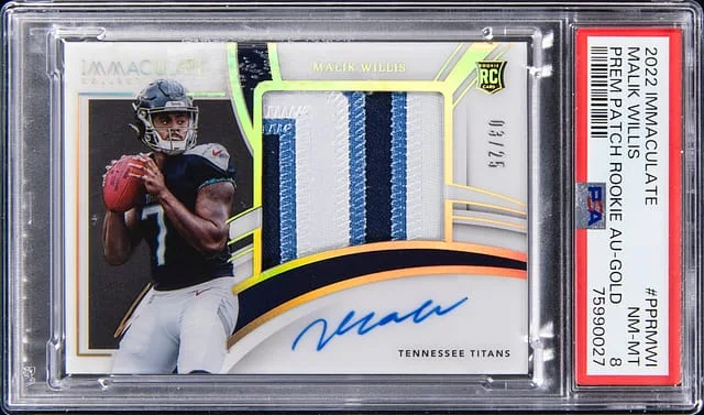2022 Panini Immaculate Collection Malik Willis Premium Patch Autograph Gold #PPRMWI card image