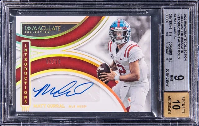 2022 Panini Immaculate Collection Matt Corral Collegiate Introductions Autograph Gold #4 card image