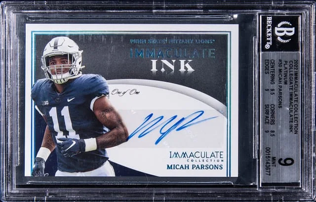 2022 Panini Immaculate Collection Micah Parsons Collegiate Immaculate Ink Platinum #IN-MPA card image