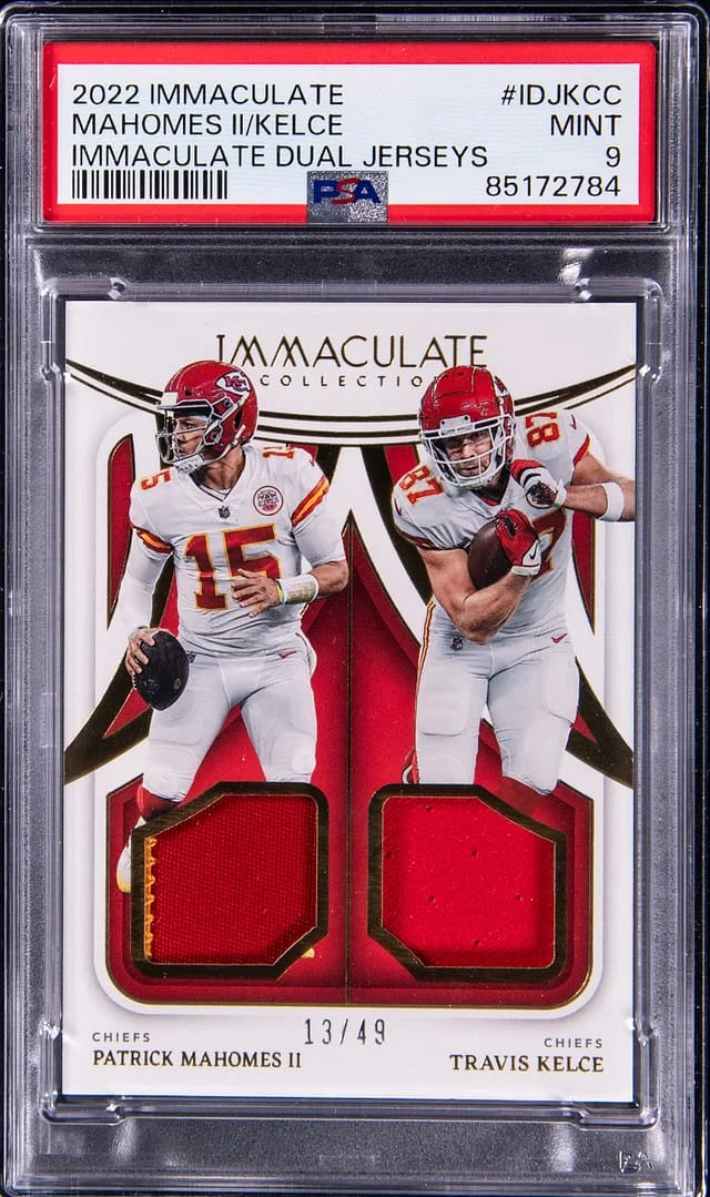 2022 Panini Immaculate Collection Patrick Mahomes II/Travis Kelce Dual Jerseys #IDJ-KCC card image
