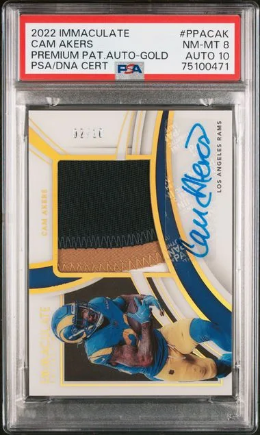 2022 Panini Immaculate Collection Premium Patch Autographs Gold Ppacak Cam Akers #no-number card image