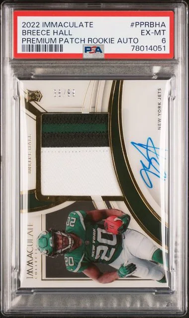 2022 Panini Immaculate Collection Premium Patch Autographs Pprbha Breece Hall #no-number card image