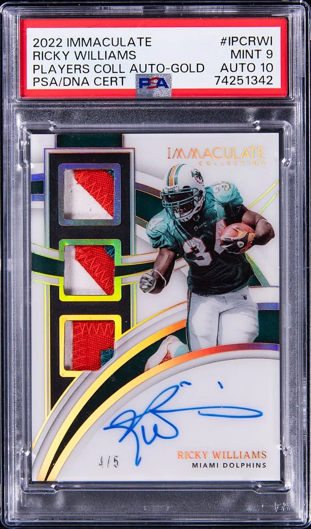 2022 Panini Immaculate Collection Ricky Williams Players Collection Autographs Gold #IPCRWI card image