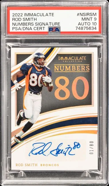 2022 Panini Immaculate Collection Rod Smith Immaculate Numbers Signatures #NSI-RSM card image