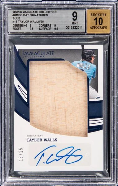 2022 Panini Immaculate Collection Taylor Walls Jumbo Bat Signatures Blue #JBS-TW card image