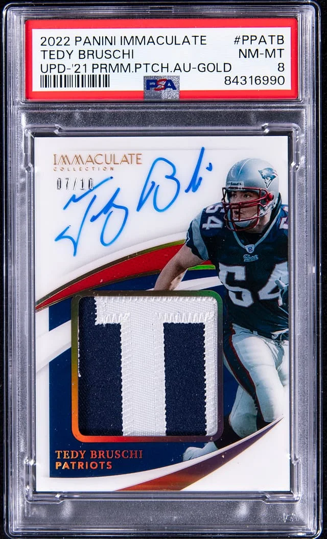 2022 Panini Immaculate Collection Tedy Bruschi Update 2021 Premium Patch Autograph Gold #PPA-TB card image