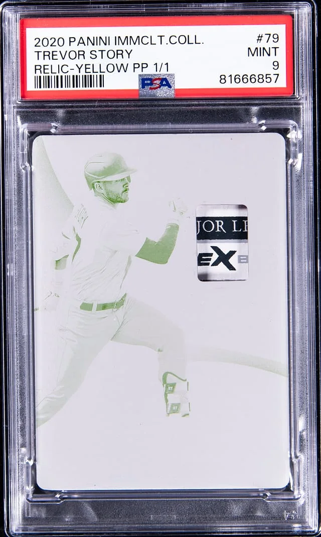 2022 Panini Immaculate Collection Trevor Story Relic Yellow Printing Plate #79 card image