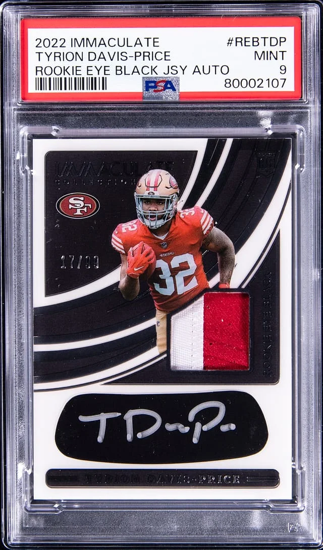 2022 Panini Immaculate Collection Tyrion Davis-Price Eye Black Jersey Autograph #REB-TDP card image