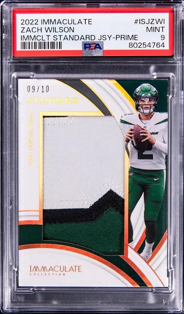 2022 Panini Immaculate Collection Zach Wilson Standard Jersey Prime #ISJ-ZWI card image