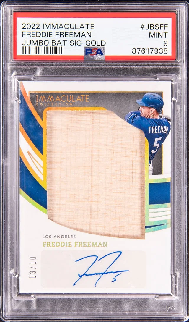 2022 Panini Immaculate Freddie Freeman Jumbo Bat Signature Gold #JBS-FF card image