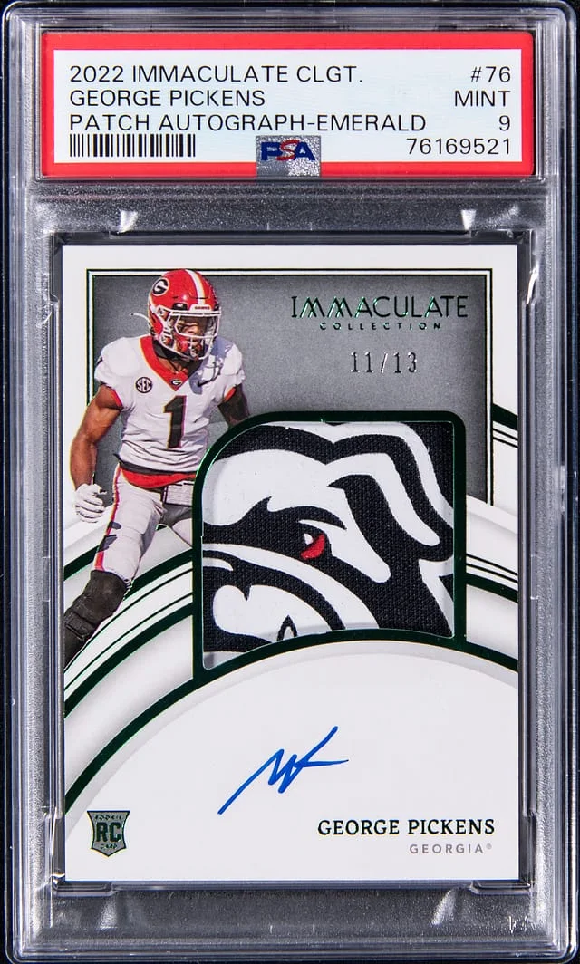 2022 Panini Immaculate George Pickens Collegiate Patch Autograph Emerald #76 card image