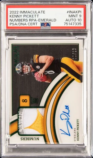 2022 Panini Immaculate Kenny Pickett Immaculate Numbers Patch Autograph (RPA) Emerald #INA-KPI card image