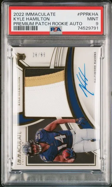 2022 Panini Immaculate Kyle Hamilton Premium Patch Autographs #PPR-KHA card image