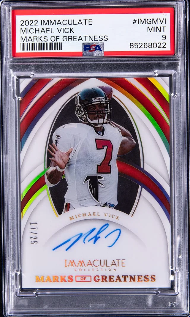 2022 Panini Immaculate Michael Vick Marks of Greatness #IMGMVI card image