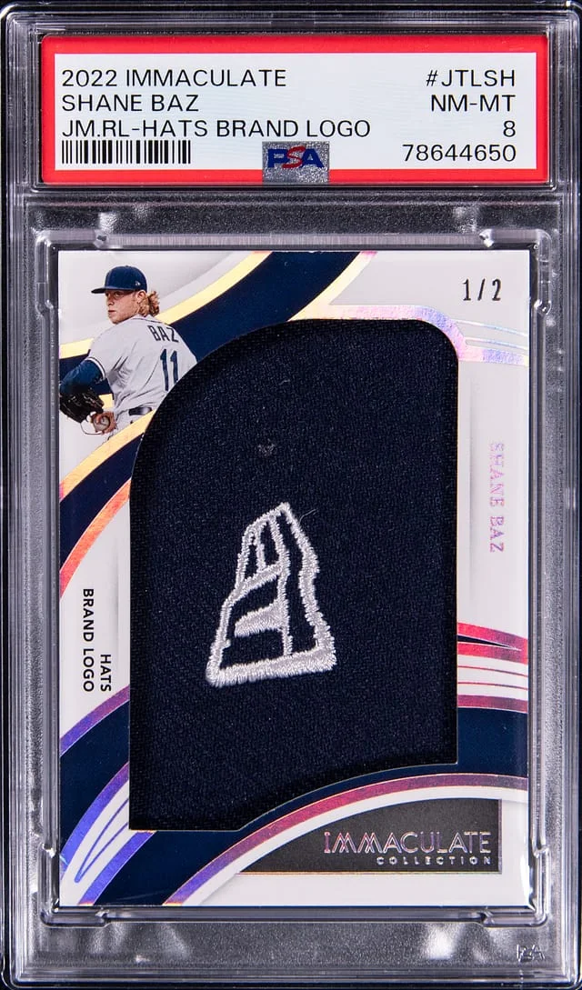 2022 Panini Immaculate Shane Baz Jumbo Relics Hat Brand Logo #JTL-SH card image