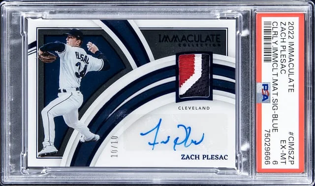 2022 Panini Immaculate Zach Plesac Clearly Immaculate Material Signatures Blue #CIMSZP card image