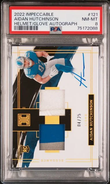 2022 Panini Impeccable Aidan Hutchinson Elegance Patch Autograph #121 card image