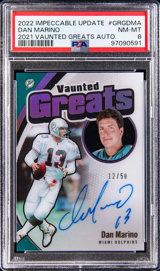 2022 Panini Impeccable Dan Marino Update 2021 Vaunted Greats Autograph #GRG-DMA card image