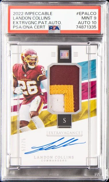2022 Panini Impeccable Extravagance Patch Autographs Epalco Landon Collins #no-number card image