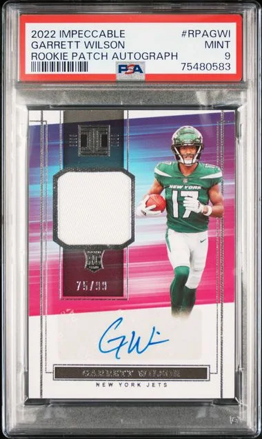 2022 Panini Impeccable Garrett Wilson Patch Autograph (RPA) #RPA-GWI card image