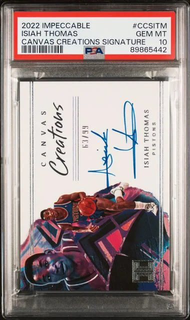 2022 Panini Impeccable Isiah Thomas Canvas Creations Signatures #CCS-ITM card image