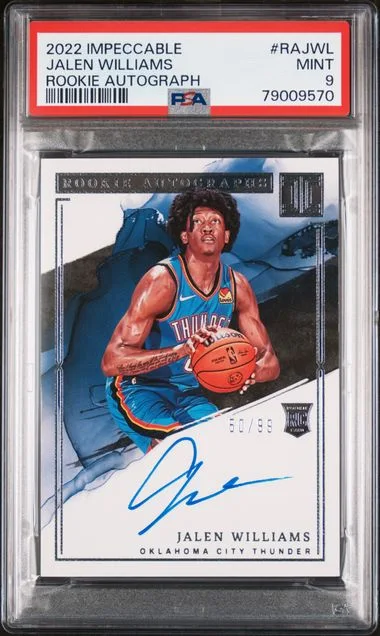 2022 Panini Impeccable Jalen Williams Autograph #RAJWL card image
