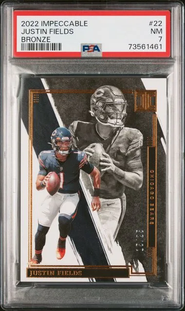 2022 Panini Impeccable Justin Fields Bronze #22 card image