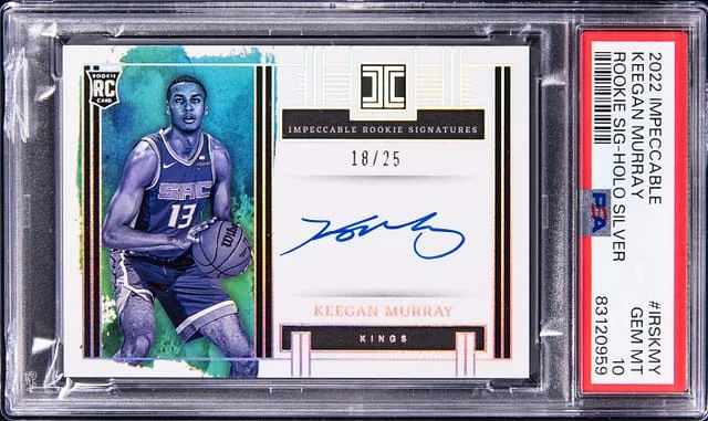 2022 Panini Impeccable Keegan Murray Signature Holo Silver #IRSKMY card image