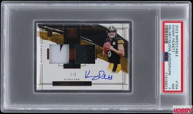 2022 Panini Impeccable Kenny Pickett Helmet Glove Autographs #104 card image