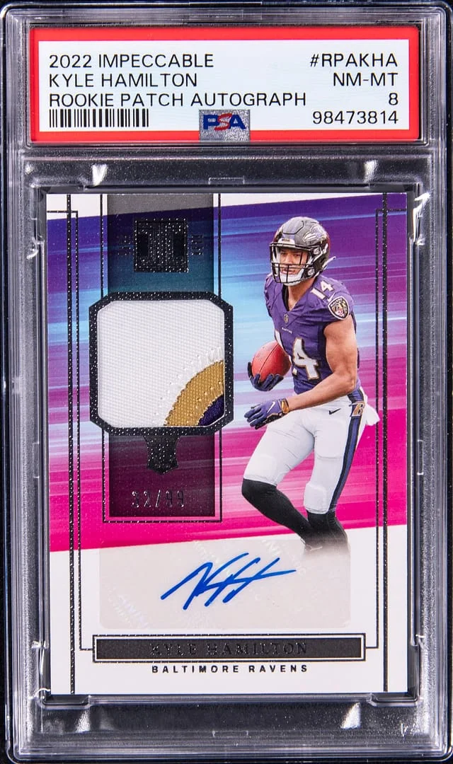 2022 Panini Impeccable Kyle Hamilton Patch Autograph #RPA-KHA card image