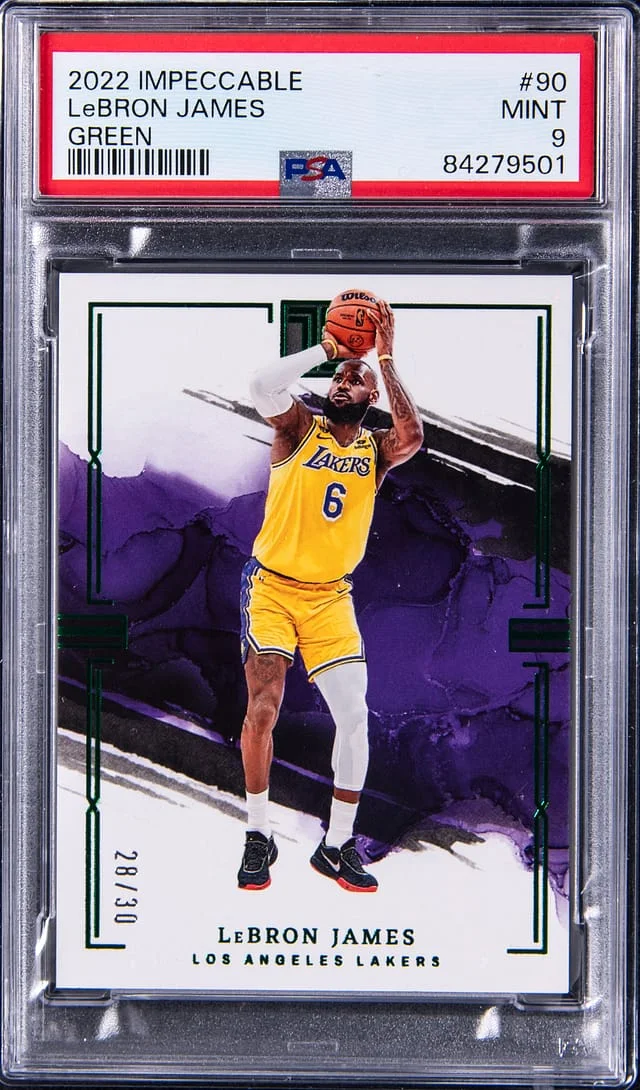 2022 Panini Impeccable LeBron James Green #90 card image