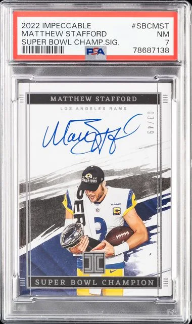 2022 Panini Impeccable Matthew Stafford Super Bowl Champion Signatures #SBC-MST card image